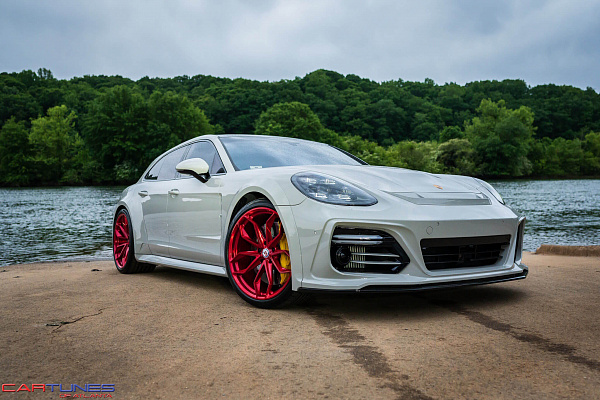 Фото дисков HRE P201 Красный глянец на Porsche Panamera II