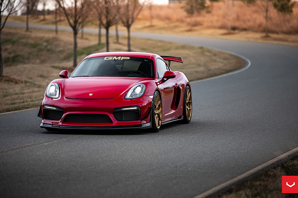 Фото дисков Vossen HF-5 Глянцевое золото на Porsche Cayman II
