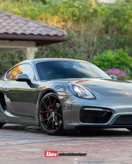 Фото дисков P101 Сатиновая бронза на Porsche Cayman II