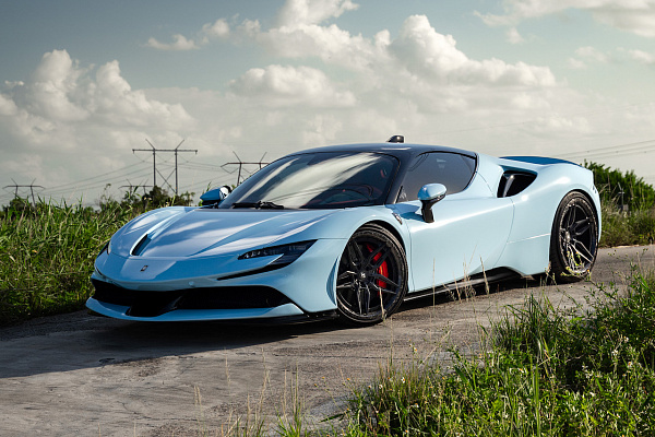 Фото дисков Strasse Wheels SV4-RS Deep Concave FS Черный сатин на Ferrari SF90