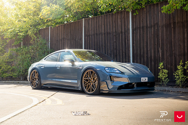 Фото дисков Vossen HF-7 Сатиновая бронза на Porsche Taycan I