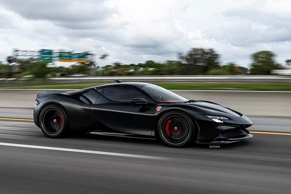 Фото дисков Strasse Wheels SV4-RS Deep Concave FS Черный сатин на Ferrari SF90