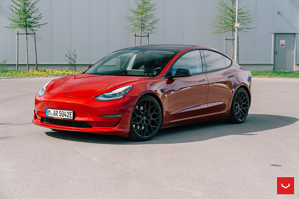 Фото дисков Vossen HF-2 Черный сатин на Tesla Model 3
