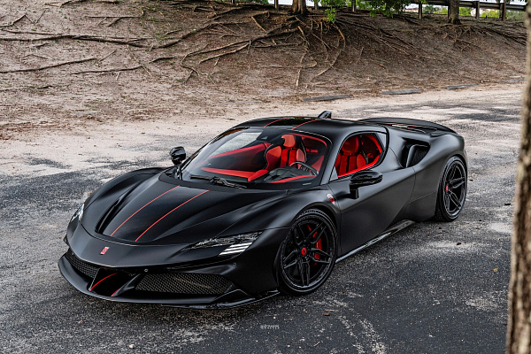 Фото дисков Strasse Wheels SV4-RS Deep Concave FS Черный сатин на Ferrari SF90