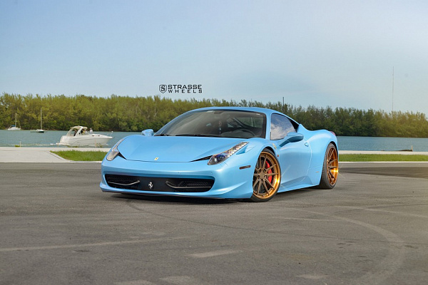 Фото дисков Strasse Wheels SV1 Deep Concave FS Сатиновая темная бронза на Ferrari 458