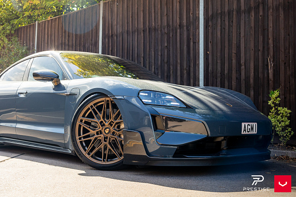 Фото дисков Vossen HF-7 Сатиновая бронза на Porsche Taycan I