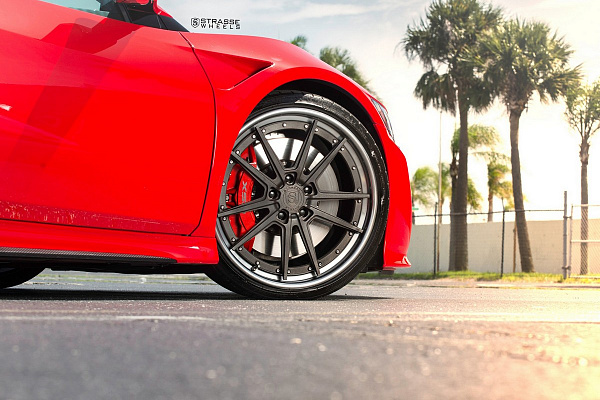 Фото дисков Strasse Wheels SV1 Deep Concave FS Сатиновый темный лак на Acura NSX II