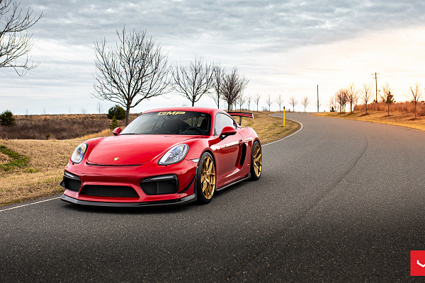 Фото дисков Vossen HF-5 Глянцевое золото на Porsche Cayman II