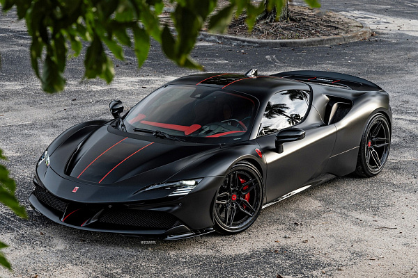 Фото дисков Strasse Wheels SV4-RS Deep Concave FS Черный сатин на Ferrari SF90