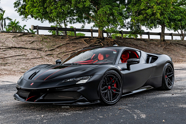 Фото дисков Strasse Wheels SV4-RS Deep Concave FS Черный сатин на Ferrari SF90