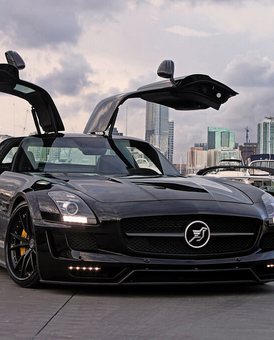 Фото дисков S104 Черный сатин на Mercedes-Benz SLS AMG