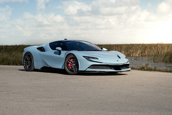 Фото дисков Strasse Wheels SV4-RS Deep Concave FS Черный сатин на Ferrari SF90