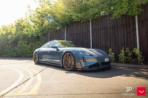 Фото дисков Vossen HF-7 Сатиновая бронза на Porsche Taycan I