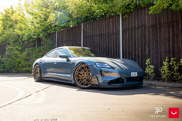Фото дисков Vossen HF-7 Сатиновая бронза на Porsche Taycan I