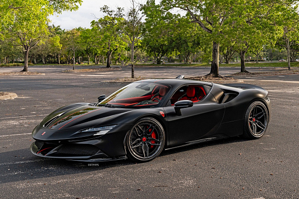 Фото дисков Strasse Wheels SV4-RS Deep Concave FS Черный сатин на Ferrari SF90