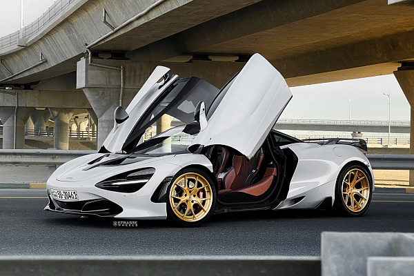 Фото дисков Strasse Wheels SM5R Deep Concave FS Сатиновое золото на McLaren 720S