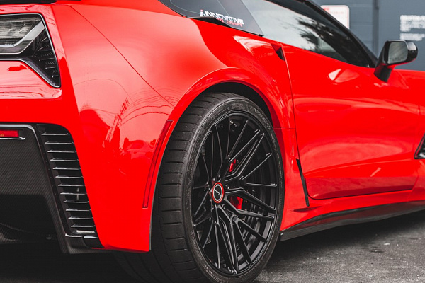 Фото дисков Brixton Forged VL4 Черный сатин на Chevrolet Corvette C7