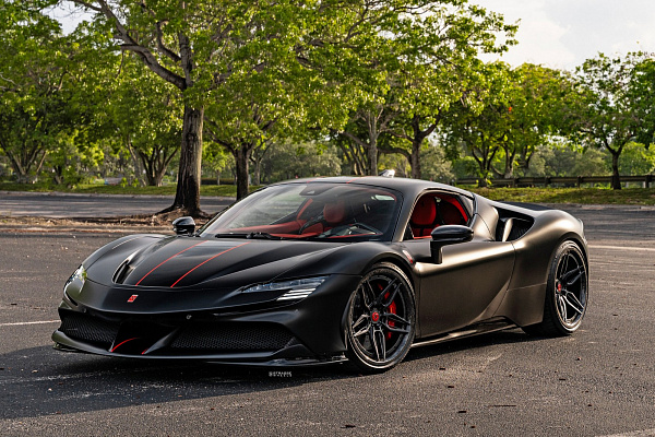 Фото дисков Strasse Wheels SV4-RS Deep Concave FS Черный сатин на Ferrari SF90