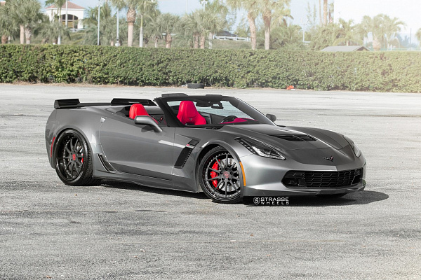 Фото дисков Strasse Wheels R10 Signature Черный сатин на Chevrolet Corvette C7