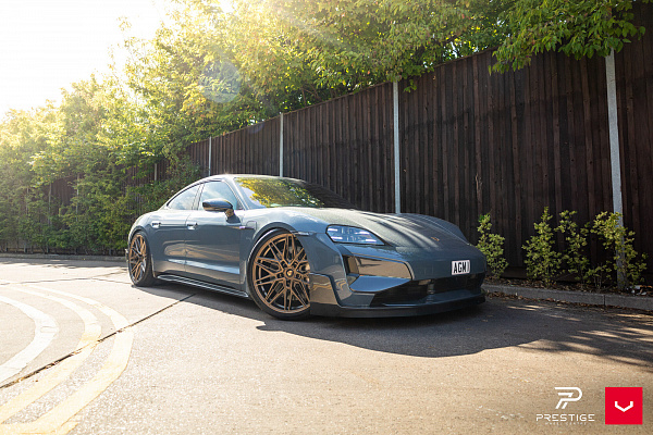 Фото дисков Vossen HF-7 Сатиновая бронза на Porsche Taycan I