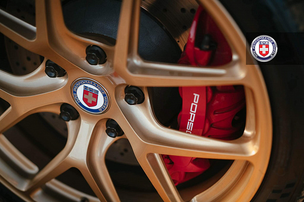 Фото дисков HRE R101 Глянцевое золото на Porsche Cayman II