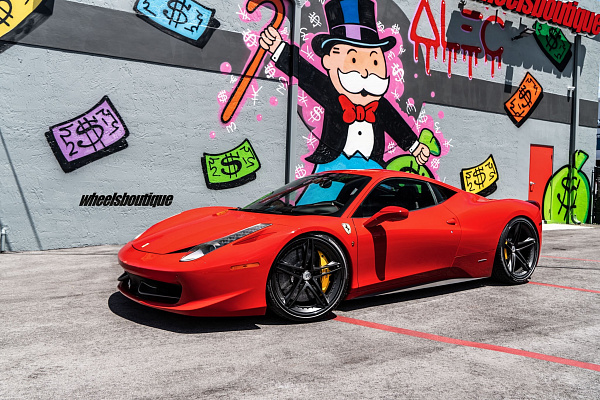 Фото дисков HRE S207 Черный сатин на Ferrari 458