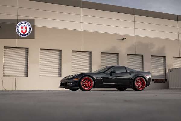 Фото дисков HRE P201 Красный сатин на Chevrolet Corvette C6