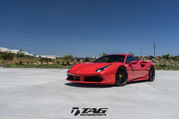 Фото дисков HRE P107 Черный сатин на Ferrari 488