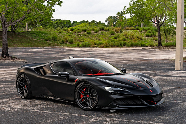 Фото дисков Strasse Wheels SV4-RS Deep Concave FS Черный сатин на Ferrari SF90
