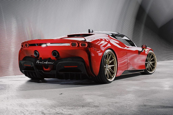 Фото дисков Brixton Forged PF11 R / RS Сатиновое темное золото на Ferrari SF90
