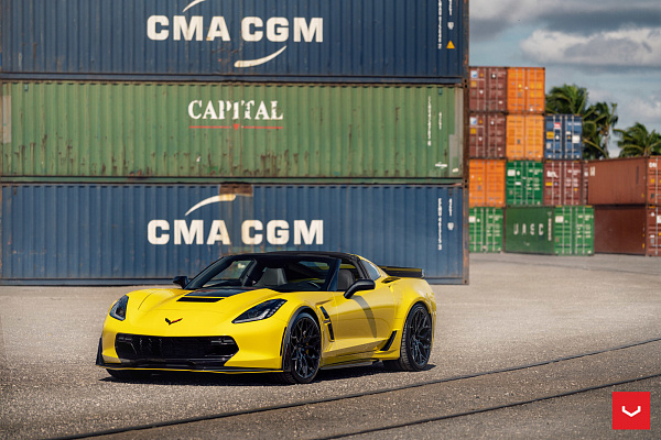 Фото дисков Vossen HF-2 Черный глянец на Chevrolet Corvette C7