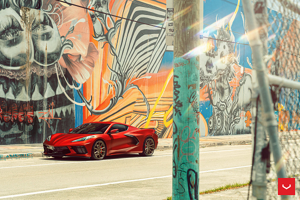 Фото дисков Vossen HF-3 Сатиновая бронза на Chevrolet Corvette C8