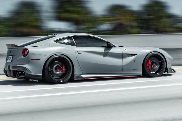 Фото дисков Strasse Wheels SM5RT Deep Concave Monoblock Черный глянец на Ferrari 812