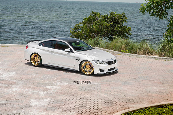 Фото дисков Strasse Wheels SV2T Deep Concave FS Сатиновое золото на BMW 4/M4 (F32/F82)